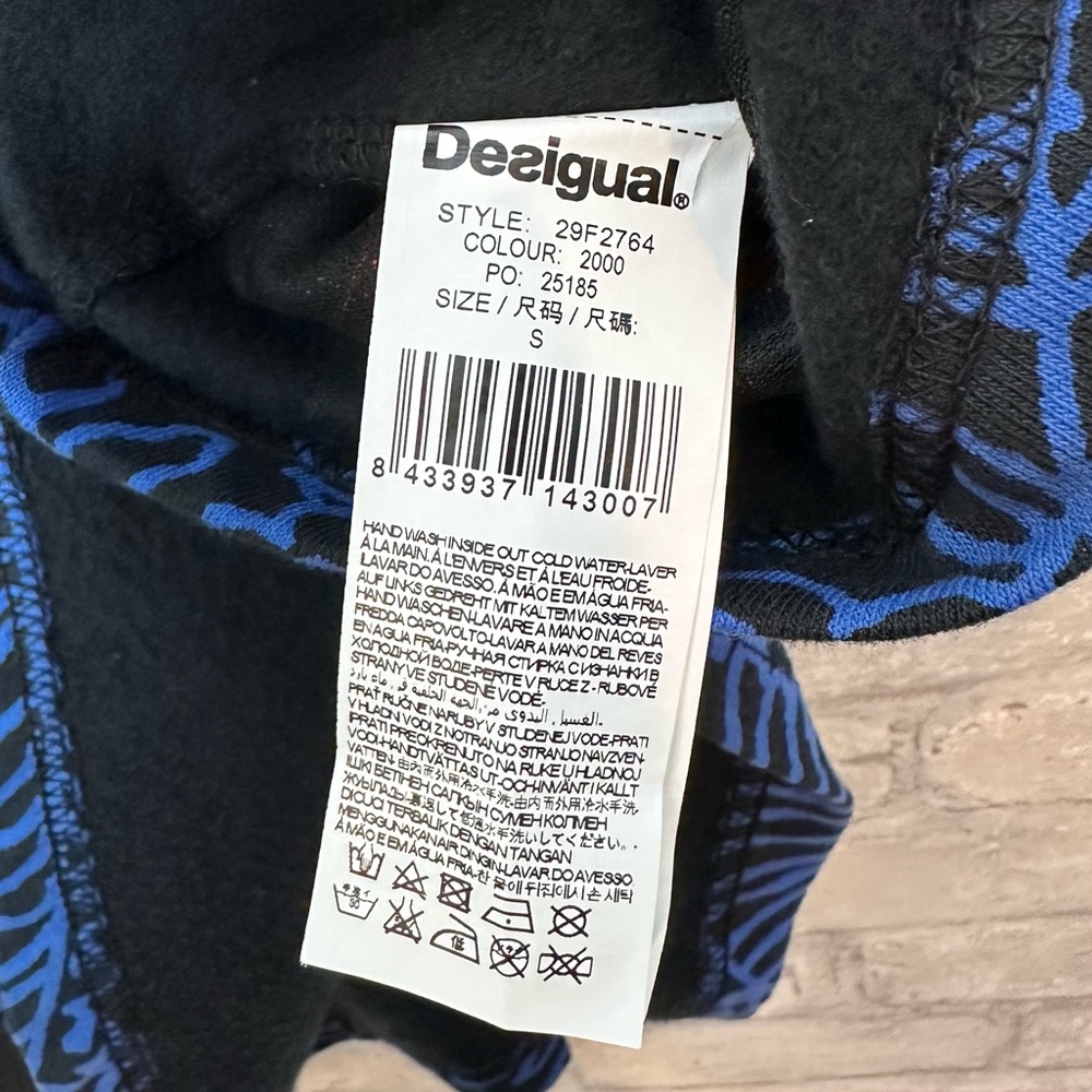 Y2K Desigual Retro Skirt Size Small Floral Patchwork Applique Black Pink Blue - Picture 8 of 9